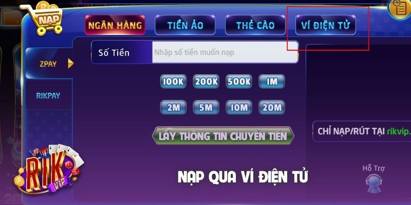 Nạp qua ví điện tử