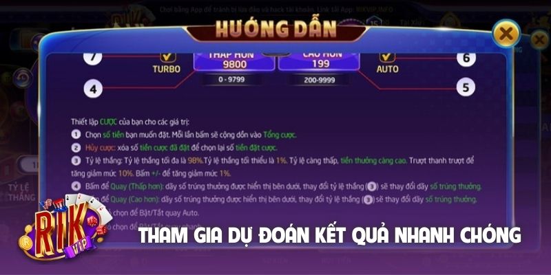 Tham gia dự đoán kết quả nhanh chóng tại Rikvip